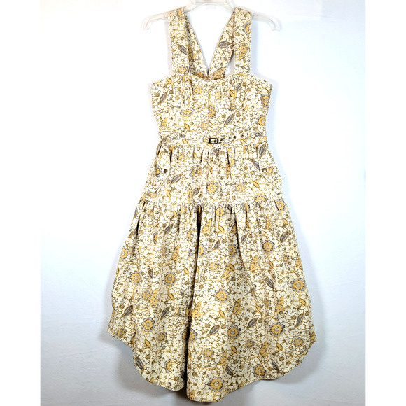 Ulla Johnson Womens Enzo Midi Floral Tank Dress Size 8 Beige Western Prairie - Picture 1 of 12